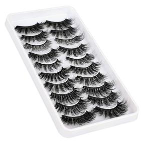 img 1 attached to FANXITON 10 Styles Mixed False Eyelashes: Fluffy Volume, Thick, Crossed 3D Faux Mink Lashes - 10 Pairs Pack