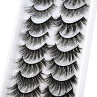 fanxiton 10 styles mixed false eyelashes: fluffy volume, thick, crossed 3d faux mink lashes - 10 pairs pack logo