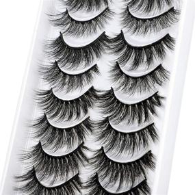 img 4 attached to FANXITON 10 Styles Mixed False Eyelashes: Fluffy Volume, Thick, Crossed 3D Faux Mink Lashes - 10 Pairs Pack