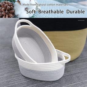 img 1 attached to Small Woven Cotton Rope Basket for Cat and Dog Toys - 2pcs Set, Random Gray or Orange, Oval Design, Lightweight and Cute