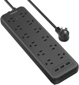 img 4 attached to 🔌 TESSAN 12-Outlet Power Strip with USB Ports, Surge Protection, and Wall Mount - Black