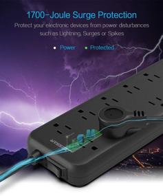 img 1 attached to 🔌 TESSAN 12-Outlet Power Strip with USB Ports, Surge Protection, and Wall Mount - Black