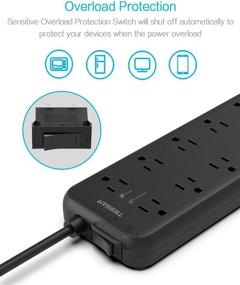 img 2 attached to 🔌 TESSAN 12-Outlet Power Strip with USB Ports, Surge Protection, and Wall Mount - Black