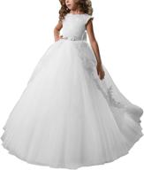 abao sister elegant satin lace fancy flower girl dress, perfect for pageant and ball gown events (size 2, ivory) logo