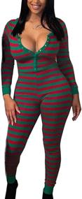 img 3 attached to Christmas Jumpsuit Pajamas Sleepwear Stripes Women's Clothing