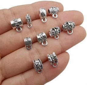 img 3 attached to 📿 Pack of 100 Clasp Bail Beads Charms with Tube Design - Perfect for DIY Necklace and Bracelet Making, Loose Spacer Beads and Bead Hanger Charms (M611)