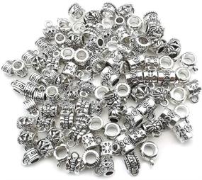 img 2 attached to 📿 Pack of 100 Clasp Bail Beads Charms with Tube Design - Perfect for DIY Necklace and Bracelet Making, Loose Spacer Beads and Bead Hanger Charms (M611)