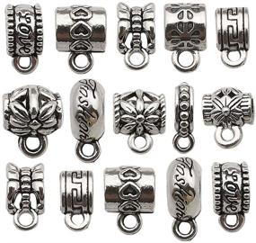 img 4 attached to 📿 Pack of 100 Clasp Bail Beads Charms with Tube Design - Perfect for DIY Necklace and Bracelet Making, Loose Spacer Beads and Bead Hanger Charms (M611)