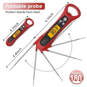 img 1 attached to 🌡️ Fast & Precise Digital Food Thermometer with Backlight, Magnet, Calibration, and Foldable Probe - Ideal Instant Read Meat Thermometer for Deep Fry, BBQ, Grill, Roast Turkey & Cooking