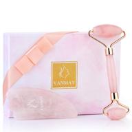 🌹 vanmay natural rose quartz face roller and gua sha massage tool set: premium jade roller for anti-aging facial massage, wrinkle reduction, and rejuvenated skin logo