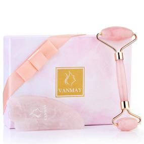 img 4 attached to 🌹 VANMAY Natural Rose Quartz Face Roller and Gua Sha Massage Tool Set: Premium Jade Roller for Anti-Aging Facial Massage, Wrinkle Reduction, and Rejuvenated Skin