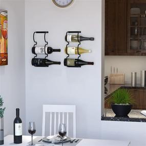 img 2 attached to 🍷 Wine Rack Wall Mounted & Under Cabinet Wine Storage Racks Kitchen Organization Set of 2, Iron, Black by Wallniture Andora