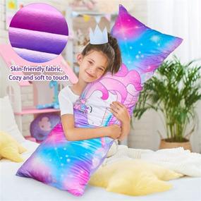 img 2 attached to MHJY Unicorn Body Pillow Cover – 20x54 Inches Velvet Pillowcase for Kids and Adults with Zipper