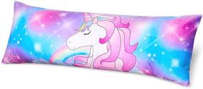 img 4 attached to MHJY Unicorn Body Pillow Cover – 20x54 Inches Velvet Pillowcase for Kids and Adults with Zipper