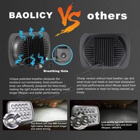 img 3 attached to 🚘 BAOLICY Светодиодные фары, одобренные DOT, для внедорожников J e e p, грузовиков Chevy и Ford - фары с функцией пониженного/высокого света с разъемом H4 9003 - совместимость прямоугольных фар 5x7 7x6 с моделями H6054 (H6014 H6052 6054 H5054 H6054LL 69822) - 45 Вт
