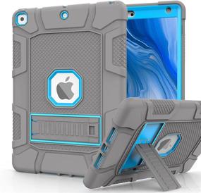 img 4 attached to 📱 Rantice Hybrid Shockproof Rugged Drop Protection Cover with Kickstand for iPad 10.2'' 9th/8th/7th Generation, Gray+Blue, Released 2021/2020/2019