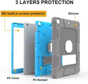 img 3 attached to 📱 Rantice Hybrid Shockproof Rugged Drop Protection Cover with Kickstand for iPad 10.2'' 9th/8th/7th Generation, Gray+Blue, Released 2021/2020/2019