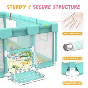 img 1 attached to 👶 Большой детский игровой дворец с присосками против скольжения для использования в помещении - прочный и просторный игровой двор + бонус 50 океанских мячей и Parklon.