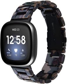 img 4 attached to 📿 V-MORO Смолистый ремешок для Fitbit Versa 3: Легкий камуфляжный браслет с металлической пряжкой в замен