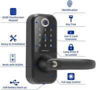 smonet smart lock with reversible handle: fingerprint door lock, keyless entry bluetooth deadbolt lock. free app, ic card, anti-peep code. works with alexa. smart lever for home, office, and apartment. логотип