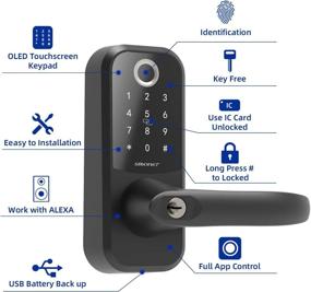 img 2 attached to SMONET Smart Lock with Reversible Handle: Fingerprint Door Lock, Keyless Entry Bluetooth Deadbolt Lock. Free APP, IC Card, Anti-peep Code. Works with Alexa. Smart Lever for Home, Office, and Apartment.