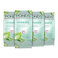 pond's aloe vera micellar wipes for hydrating 🌿 dry skin, 25 count (4 pack) - removes waterproof makeup logo