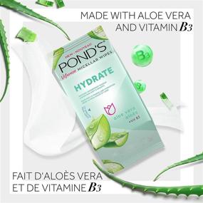 img 1 attached to Pond's Aloe Vera Micellar Wipes for Hydrating 🌿 Dry Skin, 25 Count (4 Pack) - Removes Waterproof Makeup