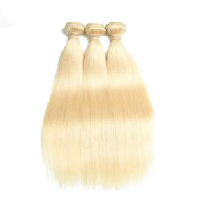 img 3 attached to 💁 9A Brazilian Straight Blonde Human Hair Bundles - 613 Blonde 3 Bundles (18 20 22) - 100% Virgin Remy Hair Extensions