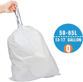 img 3 attached to 🗑️ 50 Count Code Q Trash Bags - Compatible with simplehuman Code Q, 13-17 Gallon, White Drawstring Garbage Liners, 40-65 Liter