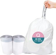 🗑️ 50 count code q trash bags - compatible with simplehuman code q, 13-17 gallon, white drawstring garbage liners, 40-65 liter logo