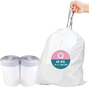 img 4 attached to 🗑️ 50 Count Code Q Trash Bags - Compatible with simplehuman Code Q, 13-17 Gallon, White Drawstring Garbage Liners, 40-65 Liter