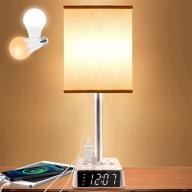 🛏️ multipurpose bedside table lamp with usb ports, power outlets, alarm clock base, and 6ft extension cord - modern accent nightstand lamp for bedrooms and living room логотип