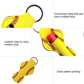 img 2 attached to 🥎 Bulk Softball Chapstick Holder Keychain Pack - 10 Neoprene Yellow Softball Chapstick Holders