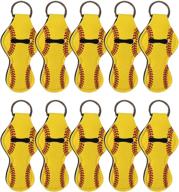 🥎 bulk softball chapstick holder keychain pack - 10 neoprene yellow softball chapstick holders логотип