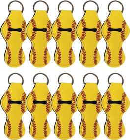 img 4 attached to 🥎 Bulk Softball Chapstick Holder Keychain Pack - 10 Neoprene Yellow Softball Chapstick Holders