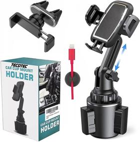 img 4 attached to TECOTEC Cup Holder Phone Mount & Air Vent Phone Holder, Universal 2-in-1 Car Cup Holder & Mini Vent Mount for All Cellphones, iPhone 12 Pro Max, Note 20 Ultra, S21 Plus, GPS, and More