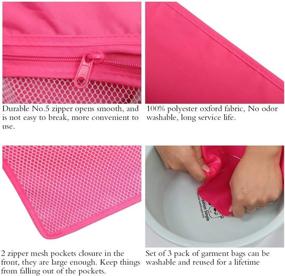 img 2 attached to Kernorv Foldable Dance Costume Garment Bags - 36" Competition Bag with 2 Zippered Mesh Pockets, Clear Window - Ideal for Storage, Travel (3 Pack, Pink)