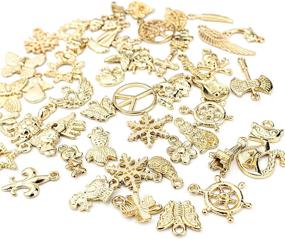 img 2 attached to 💎 50PCS Mixed Charms Pendants - Wholesale Bulk for DIY Jewelry Making and Crafting in Gold