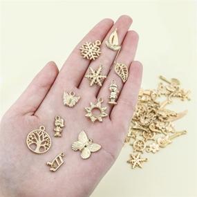 img 1 attached to 💎 50PCS Mixed Charms Pendants - Wholesale Bulk for DIY Jewelry Making and Crafting in Gold