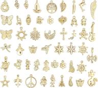 💎 50pcs mixed charms pendants - wholesale bulk for diy jewelry making and crafting in gold logo