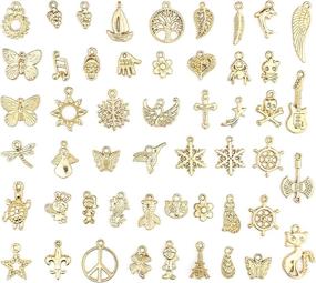 img 4 attached to 💎 50PCS Mixed Charms Pendants - Wholesale Bulk for DIY Jewelry Making and Crafting in Gold