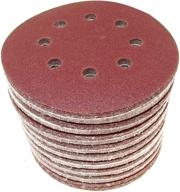 🛠️ 100 pack sanding discs, 40 grit, 5 inch, 8 holes, hook and loop backing for orbital sanders by line10 tools logo