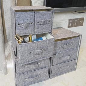 img 1 attached to 🗄️ Molizhi Grey Stackable Storage Bins With Drawers, Handle & Fabric Closet Drawers – Ideal for Organizing Bras, Clothes, Underwear, Socks, Ties, and Scarves (Small)