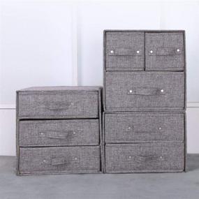 img 2 attached to 🗄️ Molizhi Grey Stackable Storage Bins With Drawers, Handle & Fabric Closet Drawers – Ideal for Organizing Bras, Clothes, Underwear, Socks, Ties, and Scarves (Small)