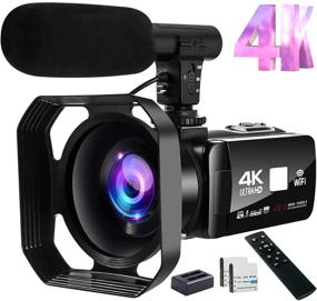 img 4 attached to 📷 Wi-Fi 4K Camcorder with 48MP Image, 18X Digital Zoom, Microphone, 3” Touch Screen, and Remote Control - Ideal for Vlogging, YouTube Videos