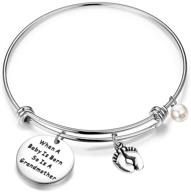 new grandma keychain - lqri grandma to be keychain for baby announcement and birth celebration (bangle bracelet) - gift idea for new grandmothers logo