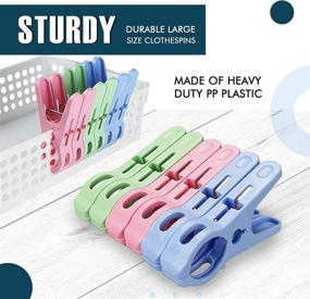 img 2 attached to 🏖️ Jumbo Size 12 Pack Beach Towel Clips Chair Cruise Holder - Fashion Colors Plastic Quilt Hanging Clamps for Pool Loungers, Clothes, Blanket, Swimsuits, and Curtains
