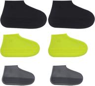 🌧️ waterproof silicone rain shoe covers (3 pairs) - non-slip, reusable, stretchable - sizes s, m, l - ideal for cycling, outdoor protection - kids, men, women logo