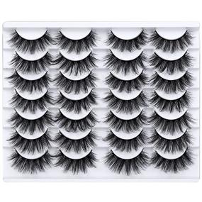 img 3 attached to 👁️ LANFLOWER False Eyelashes: Get the Natural Look with 3D Faux Mink Lashes, Fluffy Volume, and Handmade Luxury - Pack of 14 Pairs in 20mm Length