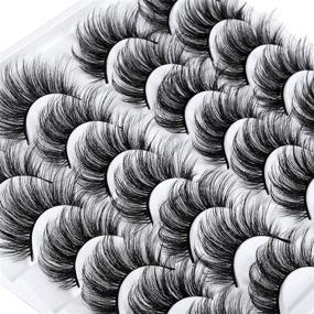 img 2 attached to 👁️ LANFLOWER False Eyelashes: Get the Natural Look with 3D Faux Mink Lashes, Fluffy Volume, and Handmade Luxury - Pack of 14 Pairs in 20mm Length